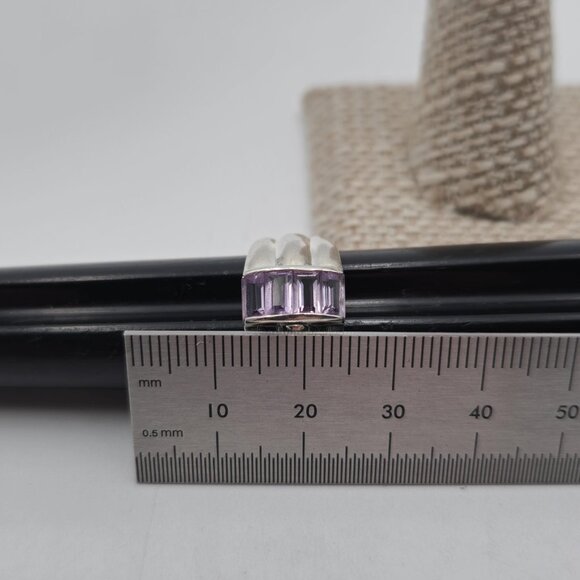 Size 7 Sterling Silver Multiple Amethyst Gemstones Ring A3521 - Picture 8 of 9